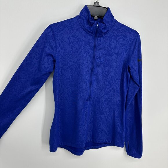 3/$25 Nike Pro Dri Fit Half Zip Pullover Top M Embossed Snake Skin Print Blue - Picture 4 of 8